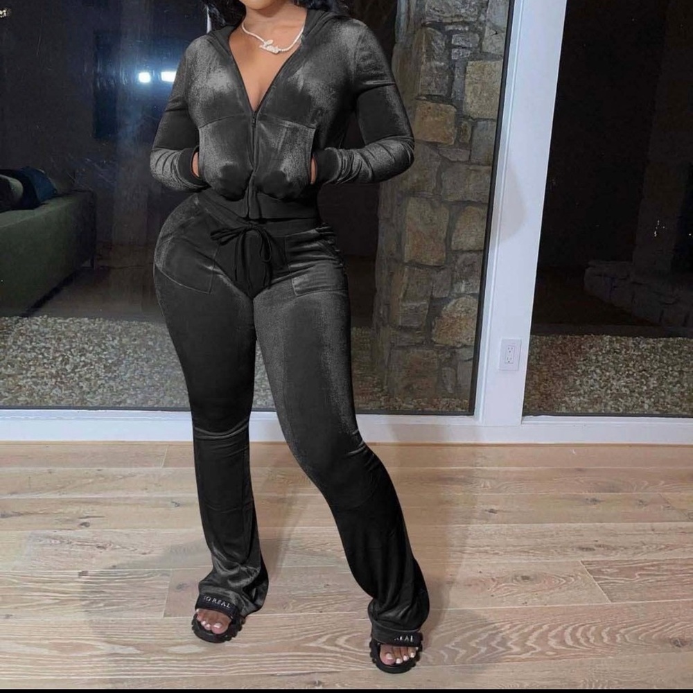 Two piece velour sweat suit